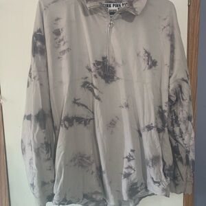 Victoria’s Secret PINK Gray Tie Dye Zip Pullover
